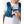 Person wearing a blue Nathan hydration vest with a smartphone in the front pocket