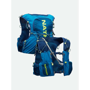 Blue Nathan hydration vest with mesh back and front pockets