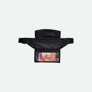 Nathan black waist pack with clear smartphone pocket