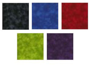 Nature Creation fabric color swatches in black blue red green and purple