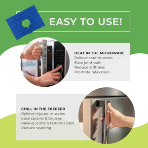 Nature Creation heat and cold therapy pack showing microwave and freezer usage instructions