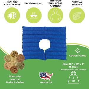 Nature Creation blue cotton neck and shoulder wrap with natural herbs and grains filling