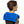Person wearing a blue segmented heating pad across their shoulders