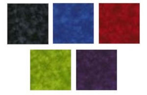Nature Creation fabric color swatches in black blue red green and purple