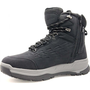 Navatex black lace up winter boot with side zipper and grey sole