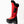 Red and black winter boot with faux fur trim and side zipper
