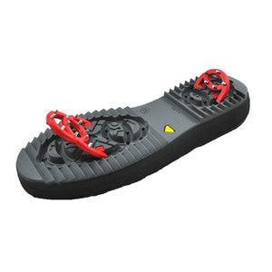 Navatex black ice cleats with red metal spikes