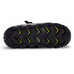Black Neos overshoe tread with yellow chevron accents