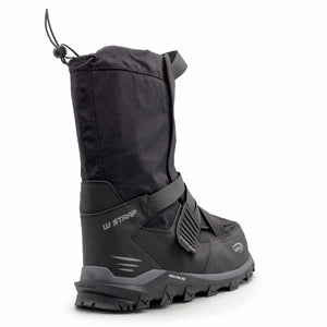 Neos black overshoe with adjustable straps and drawstring closure