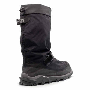Neos black overshoe with adjustable drawstring cuff and velcro strap
