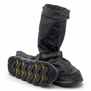 Neos black overshoe with tall shaft and lugged rubber sole