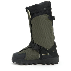 Neos olive green and black overshoe with buckle strap and lugged sole