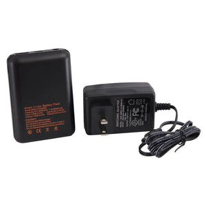 Black smart lithium ion battery pack and wall power adapter with coiled cable