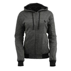 NexGen charcoal grey zip up hoodie with black cuffs and hood drawstrings