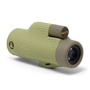 Olive green Nocs Provisions monocular with textured grip and tan focus dial