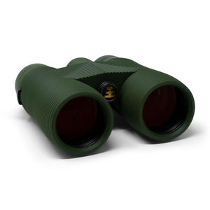 Olive green NOCS Provisions binoculars with gold logo on focus wheel