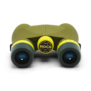 Olive green and yellow NOCS Provisions Standard Issue 10x25 waterproof binoculars