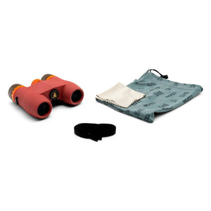 NOCS Provisions red binoculars with carrying pouch and cleaning cloth