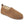Acorn brown suede slip on slipper with cream fleece lining