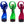Three O2 Cool handheld misting fans in blue green and pink