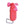 O2Cool pink handheld portable fan with grey carabiner