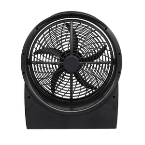 Treva black portable desk fan with circular grille and five blades