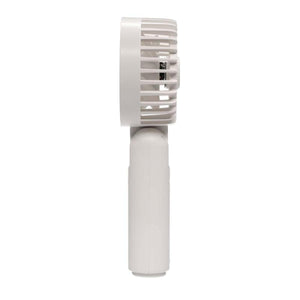 Side view of white Treva handheld portable fan