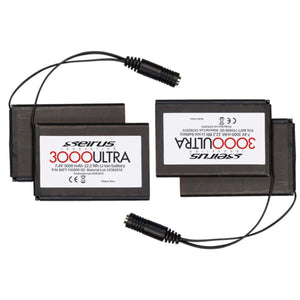 Two Seirus 3000 Ultra lithium ion batteries with power cables