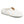 Acorn white plush mule slipper with brown tab detail and green sole