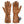 Pair of brown leather heated gloves with battery pack and power button