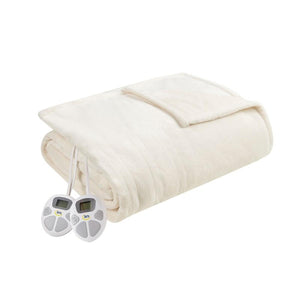 Serta cream colored electric blanket with two digital controllers