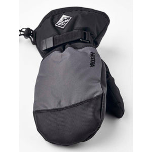 Hestra black and grey insulated winter mitten with wrist strap