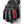Hestra black leather ski glove with grey knuckle padding and red logo patch