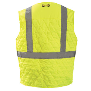 Miracool high visibility yellow quilted safety vest with reflective strips