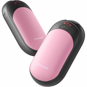 Two pink and black Ocoopa rechargeable hand warmers