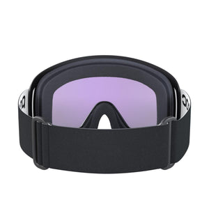 POC ski goggles with black frame and purple lens viewed from the back