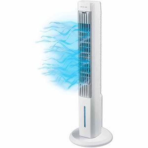 Ontel Arctic Air tower fan with blue air flow graphic