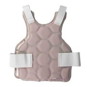 Onyx Cool beige cooling vest with hexagonal pattern and white adjustable straps