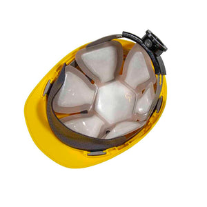 Onyx Cool hard hat cooling insert inside a yellow hard hat