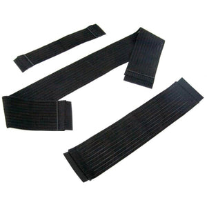 Three black elastic straps with hook and loop fasteners