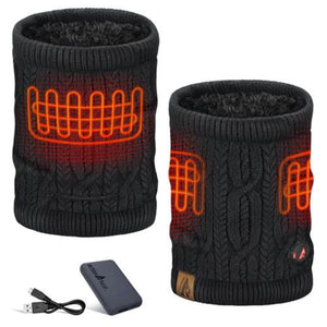 ActionHeat black cable knit heated neck gaiter with power bank and charging cable