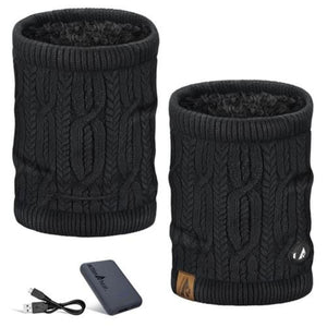 ActionHeat black cable knit neck warmer with battery pack and charging cable