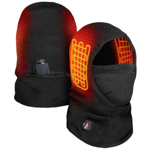 ActionHeat black fleece balaclava with integrated heating elements and battery pack