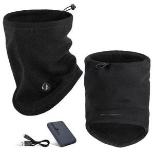 ActionHeat black fleece neck gaiter with power bank and charging cable