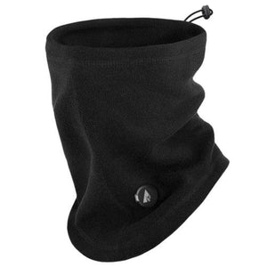 ActionHeat black fleece neck gaiter with adjustable drawstring and power button