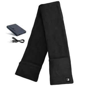 ActionHeat black fleece heated scarf with power bank and USB charging cable