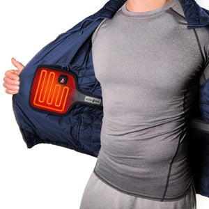 ActionHeat jacket interior showing the glowing red heating element panel