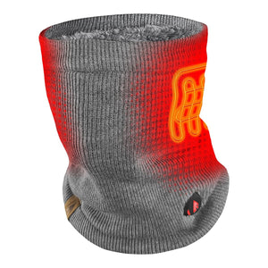 ActionHeat grey heated neck gaiter with red heat zone graphic