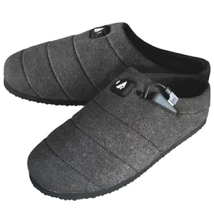 ActionHeat grey quilted slippers with battery pack in side pocket