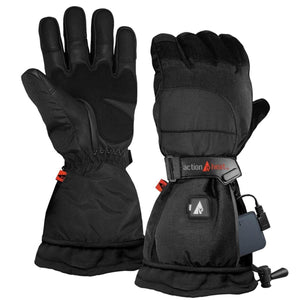 ActionHeat black battery heated gloves with adjustable wrist strap and power button